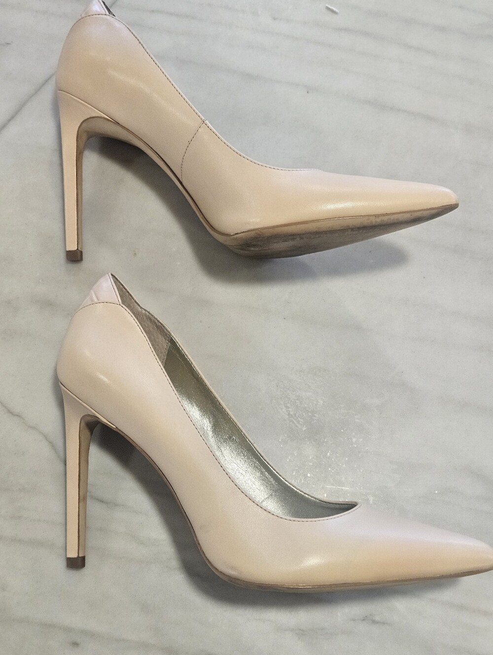 Sam Edelman Hazel Pointed Toe Leather Pumps - Nude/Beige - Picture 5 of 10